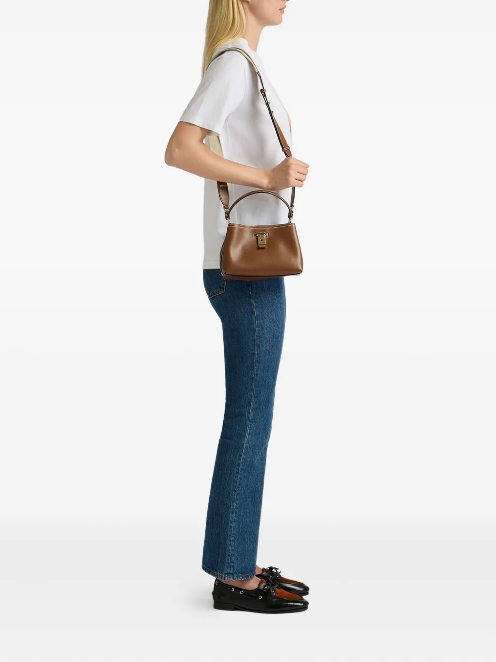 Bally Mini Lock Me Leather Tote Bag In Brown