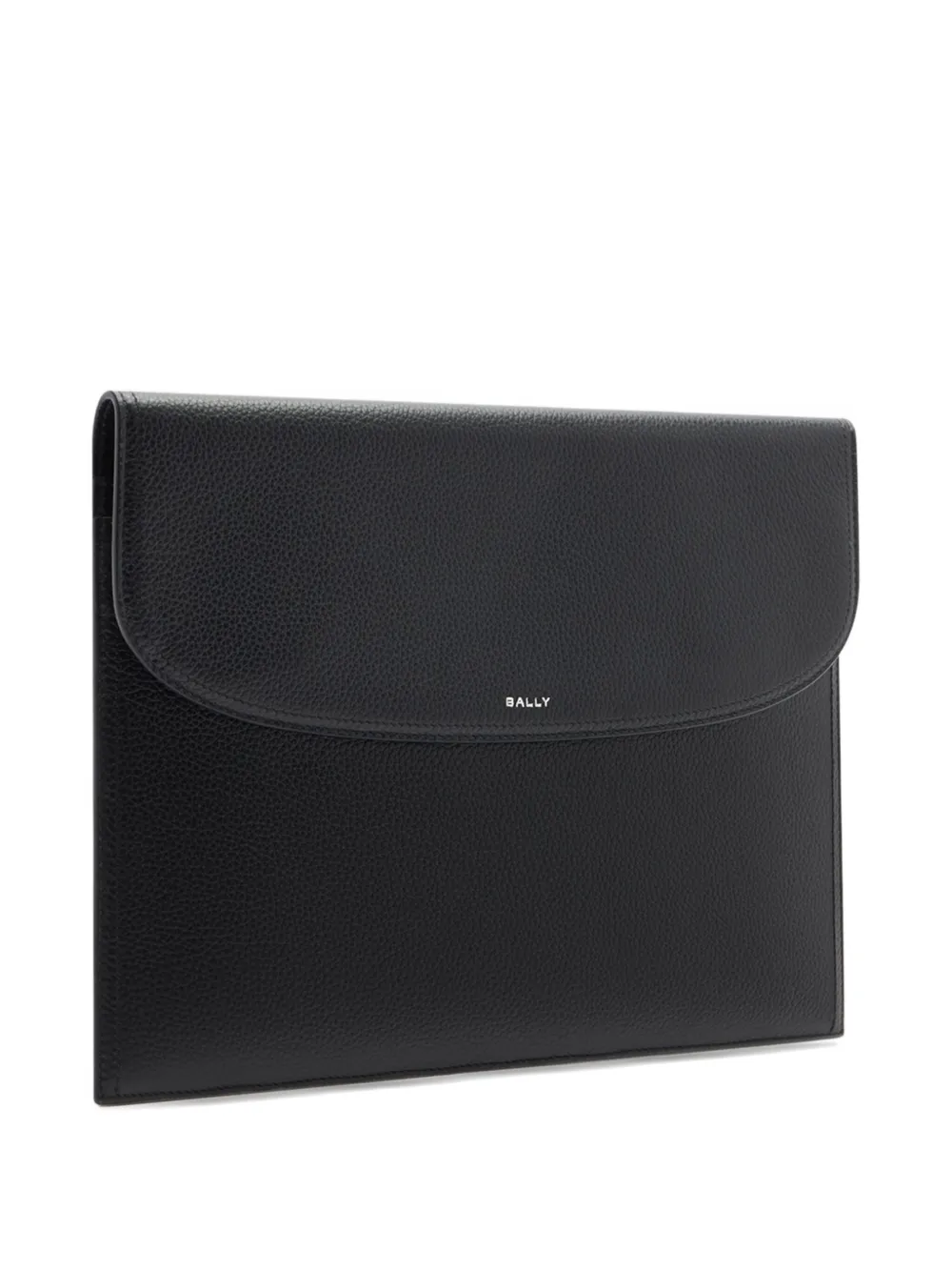 Bally Capitol Grained Leather Flap Clutch Bag In Black