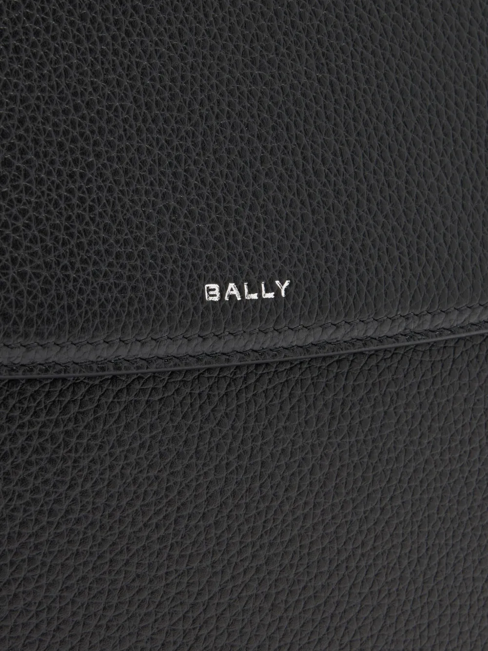Bally Capitol Grained Leather Flap Clutch Bag In Black