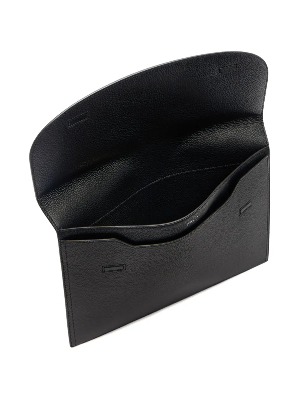 Bally Capitol Grained Leather Flap Clutch Bag In Black