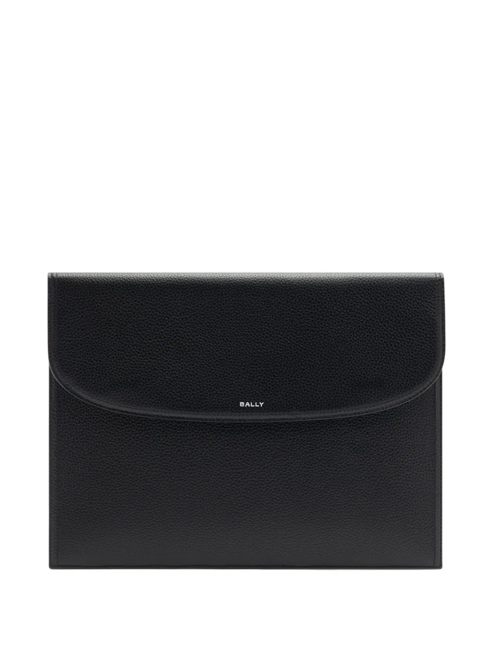 Bally Capitol Grained Leather Flap Clutch Bag In Black
