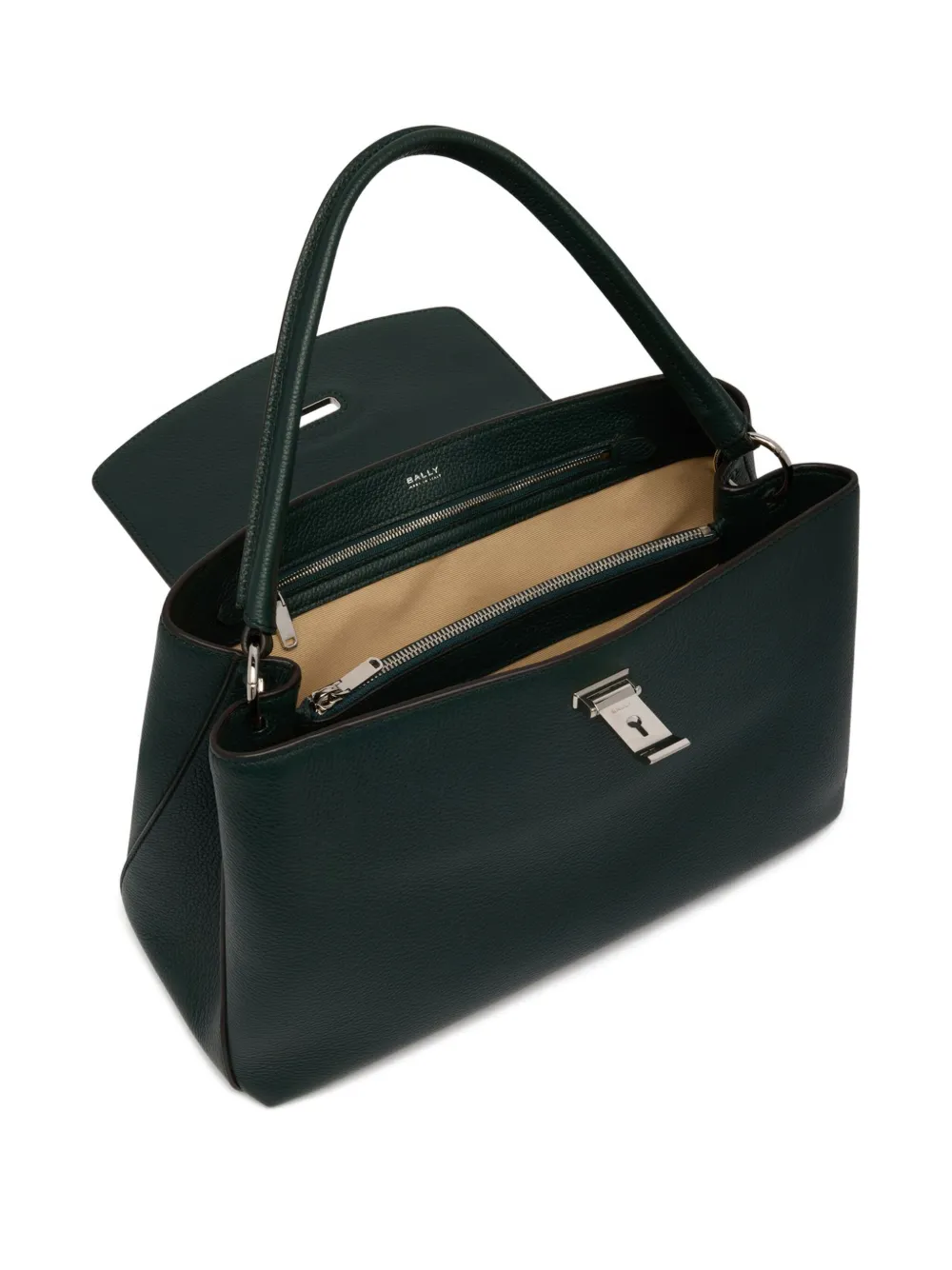Bally Lock Me Grained Tote Bag In Green