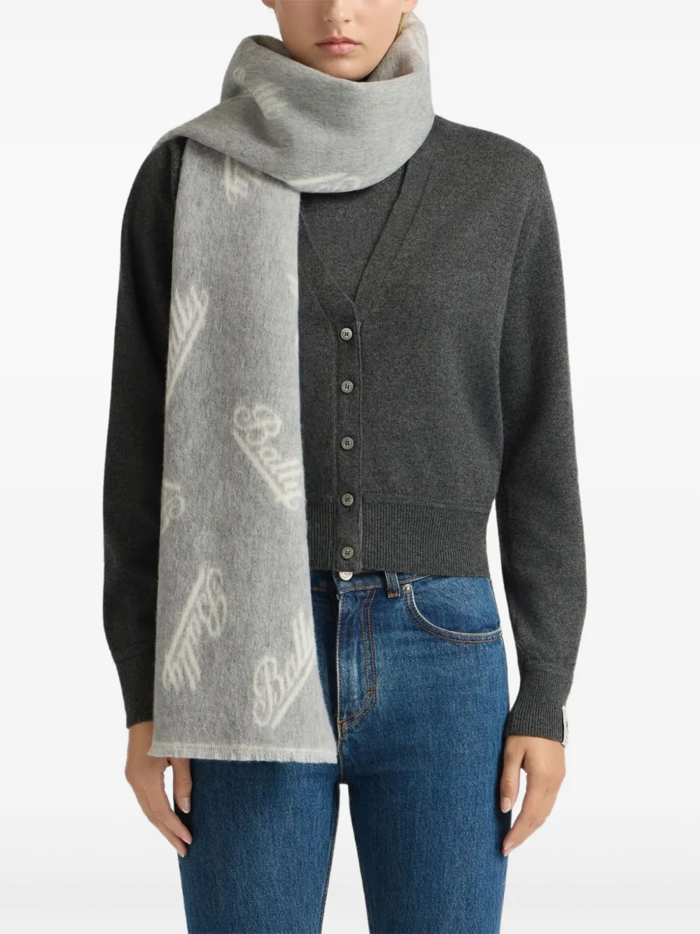 Bally Sjaal met logo Grijs