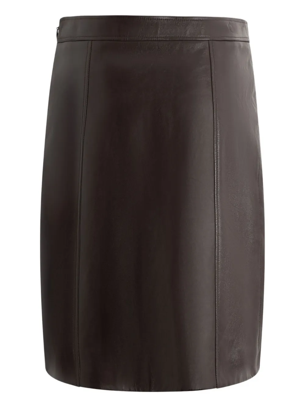Bally High Waist Leather Midi Skirt With Buttons In Brown