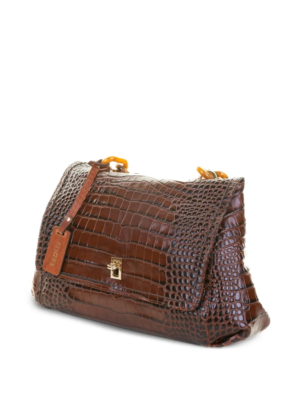 VISONA` Clutch met ketting-reliëf Bruin