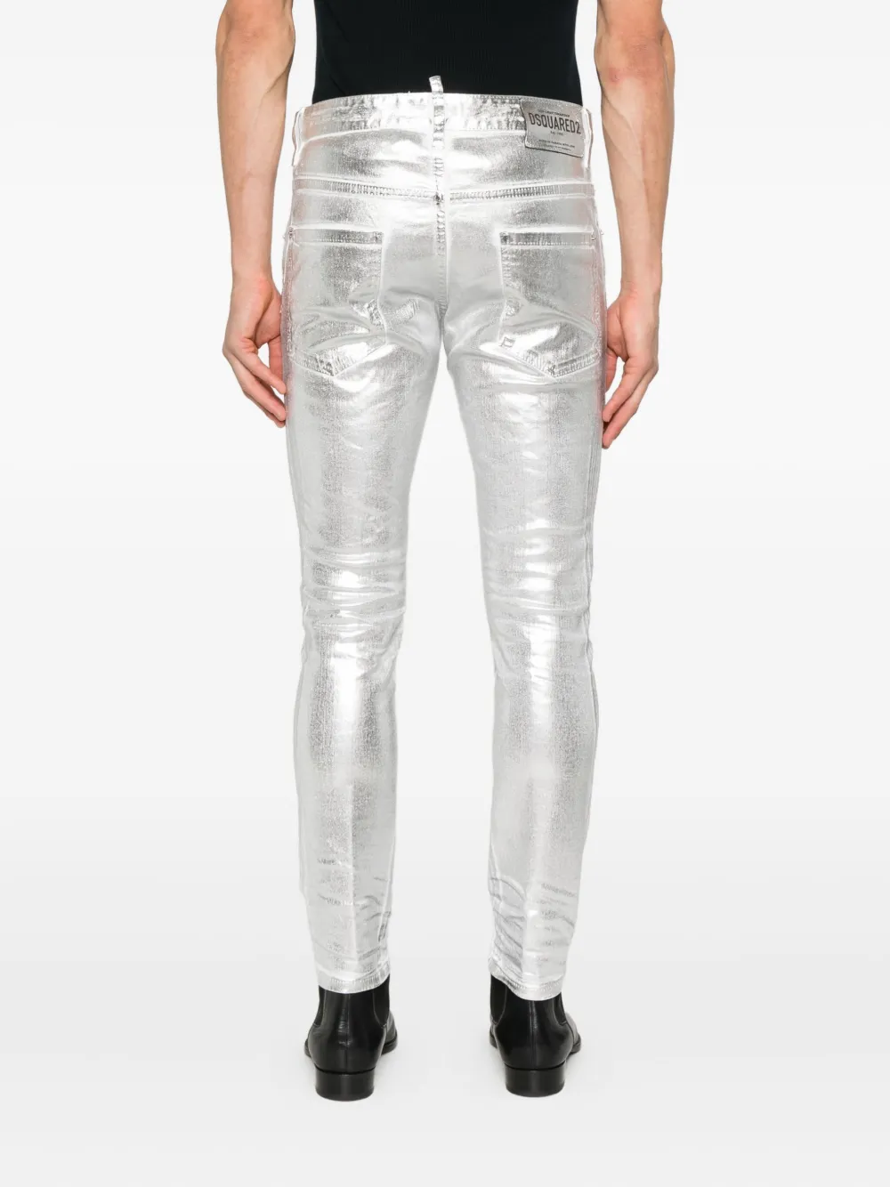 Dsquared2 Metallic-finish Jeans In Silver