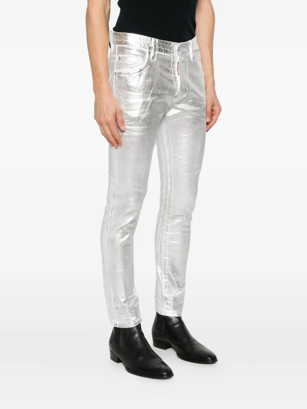 Dsquared2 Metallic-finish Jeans In Silver