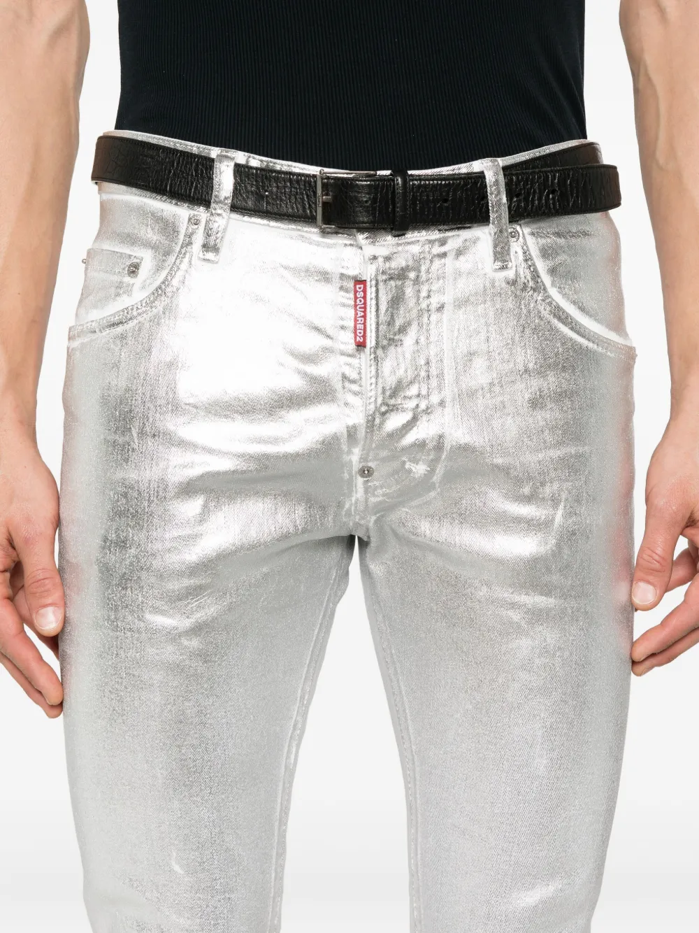 Dsquared2 Metallic-finish Jeans In Silver