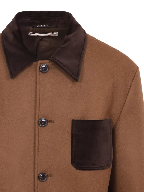 Marni textured-collar Pocket Jacket | Brown | FARFETCH