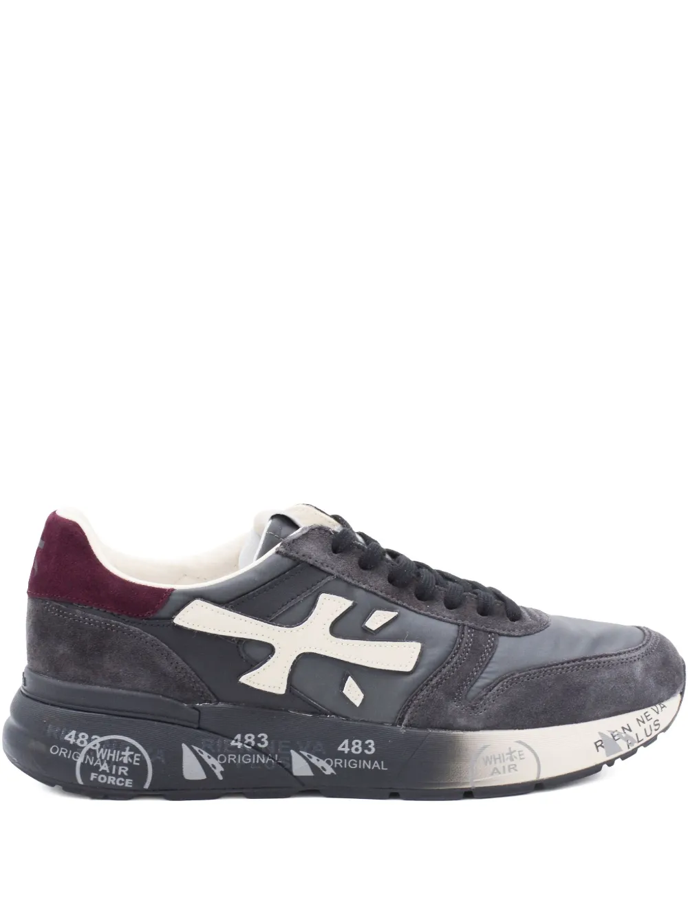 Premiata printed-sole leather sneakers | Grey | Image 1