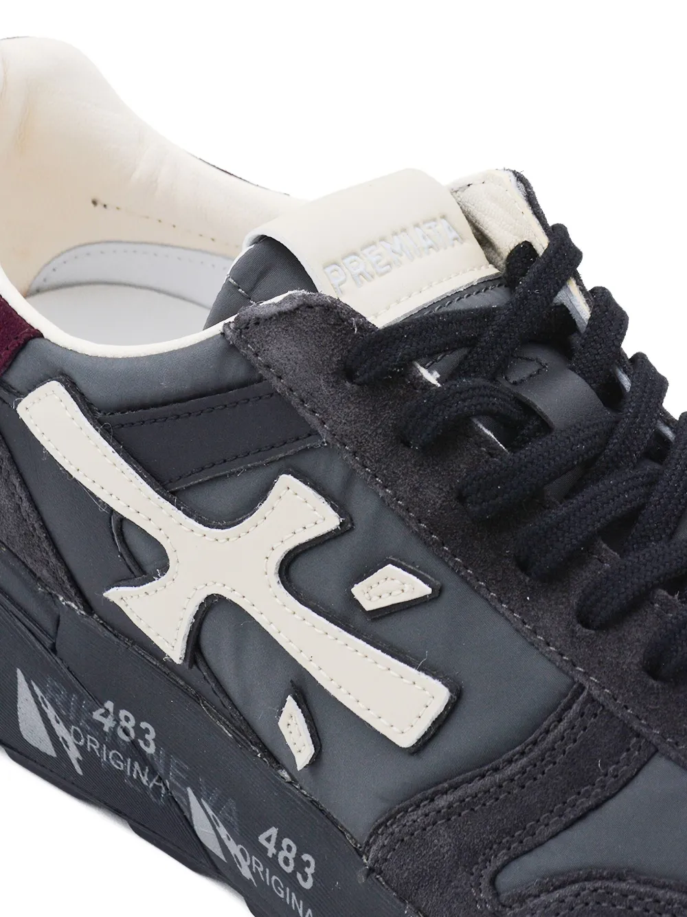Premiata Leren sneakers met bedrukte zool Grijs