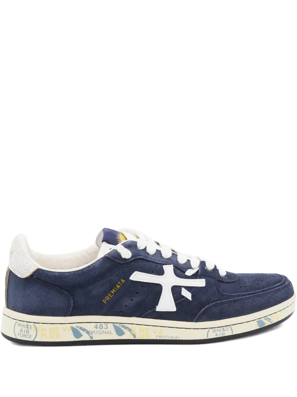 Premiata Basket Clay 7708 suede lace-up sneakers | Blue | Image 1