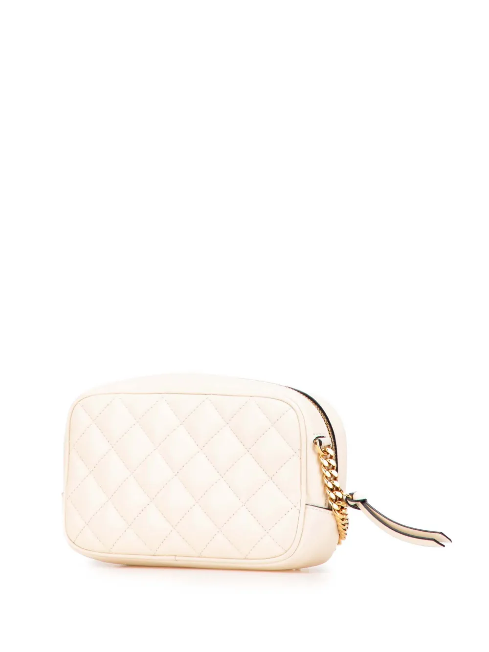 Pre-owned Versace 2000-2025 Small Quilted Lambskin Medusa Camera Bag Crossbody Bag In White