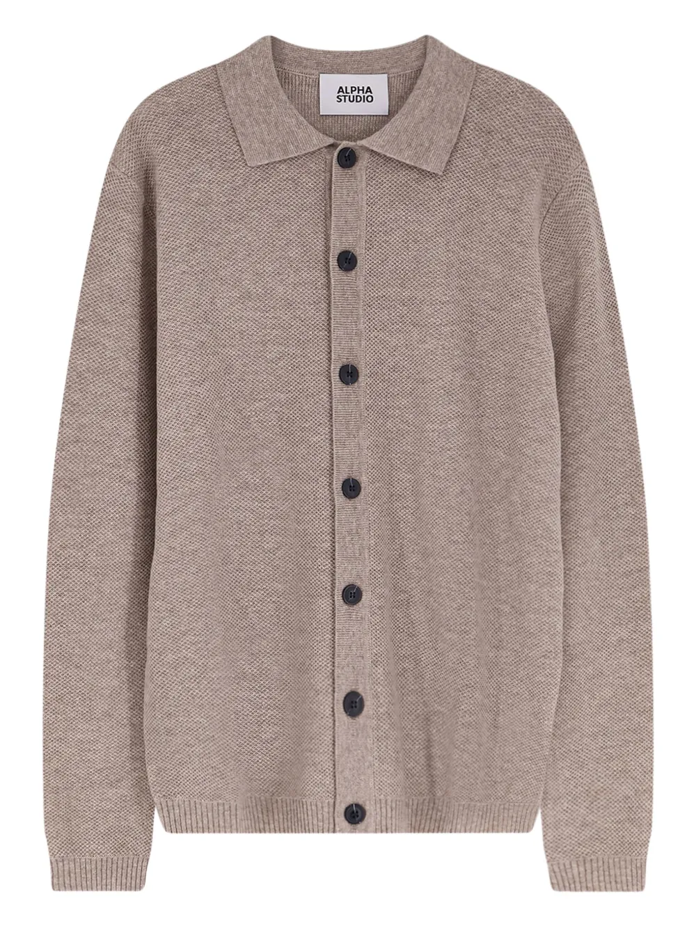 Alpha Industries buttoned collared cardigan | Neutrals | Image 1