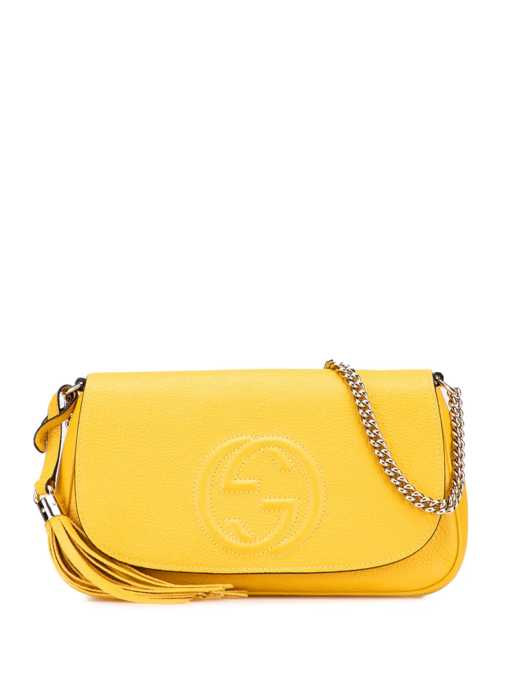 Gucci Pre-Owned 2000-2015 ミディアム レザー ソーホー チェーン フラップ ショルダーバッグ - イエロー Gucci Pre-Owned 2000-2015 ミディアム レザー ソーホー チェーン フラップ ショルダーバッグ - イエロー