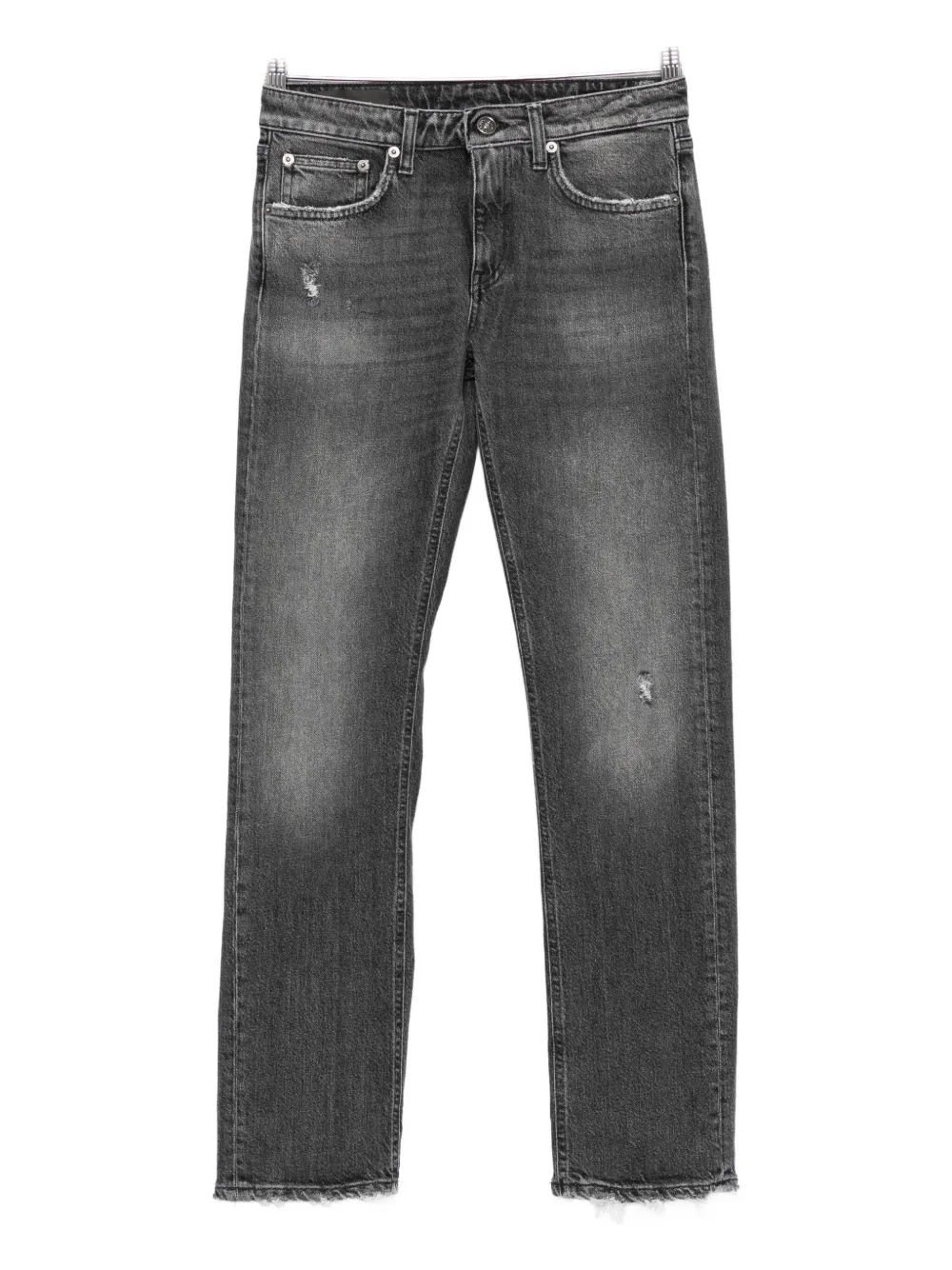 Dondup Straight-leg Black Jeans With Subtle Distressing In Gray