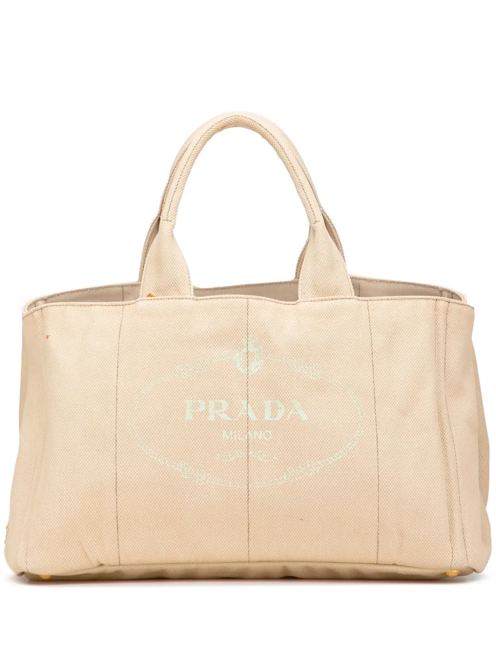 Prada Pre-Owned 2013-2025 ラージ キャンバス カナパ ロゴ サッチェルバッグ - ブラウン Prada Pre-Owned 2013-2025 ラージ キャンバス カナパ ロゴ サッチェルバッグ - ブラウン