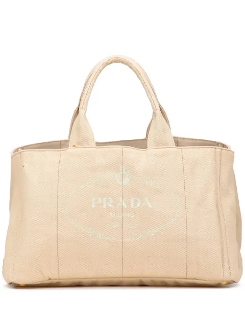Prada Pre-Owned bolsa satchel Canapa Logo grande de lona 2013-2025
