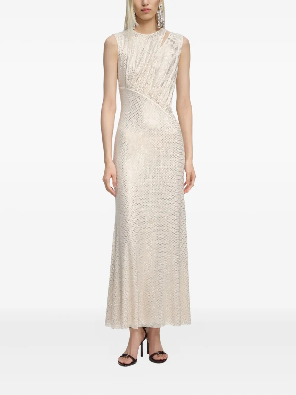 Self-Portrait cut-out midi dress - Beige