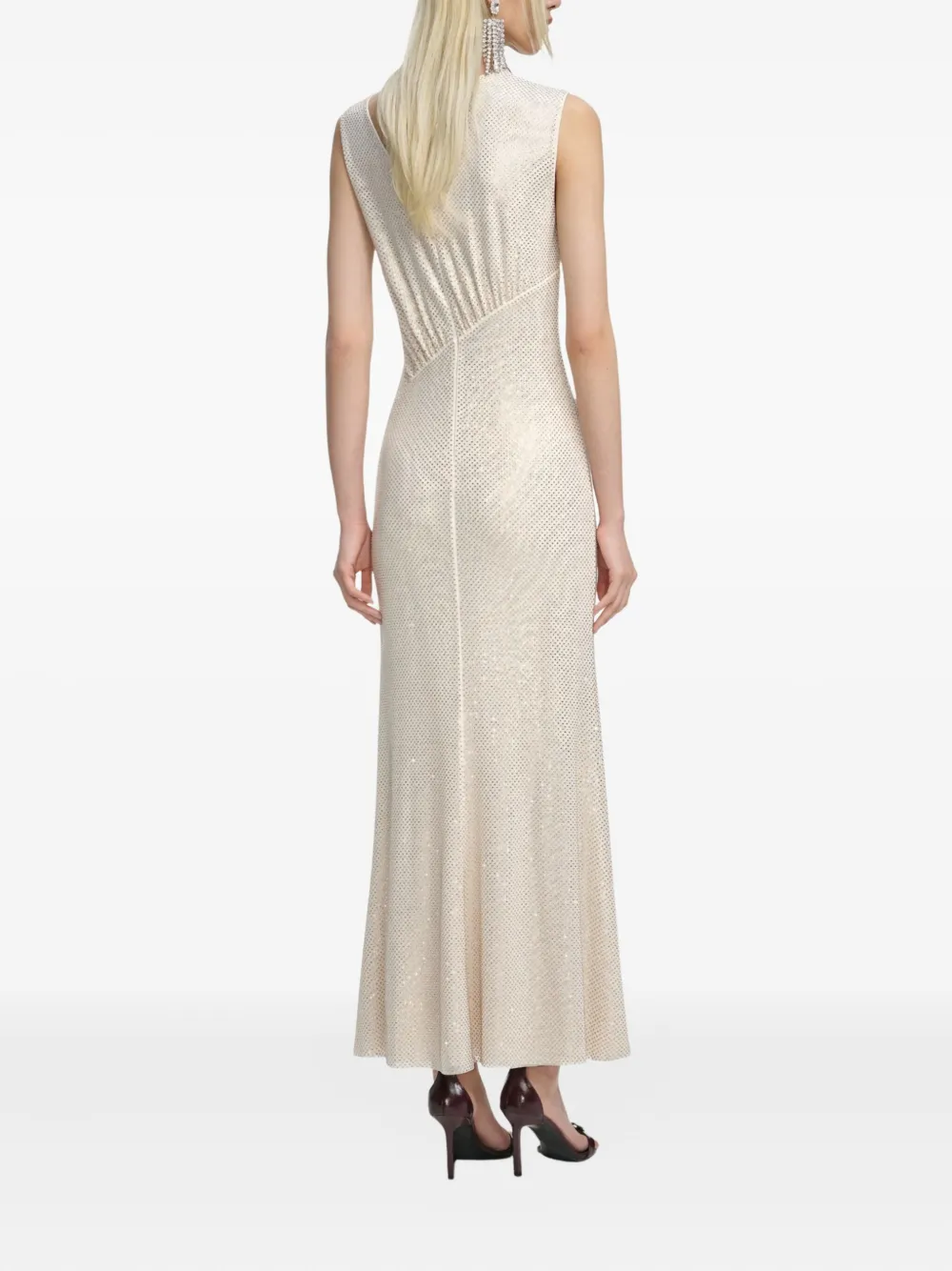 Self-Portrait Uitgesneden midi-jurk Beige