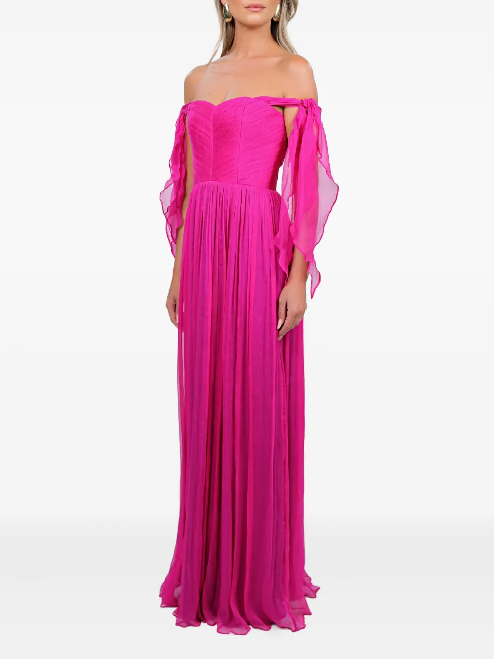 ROSERRY Elizabeth maxi-jurk met ruches Roze