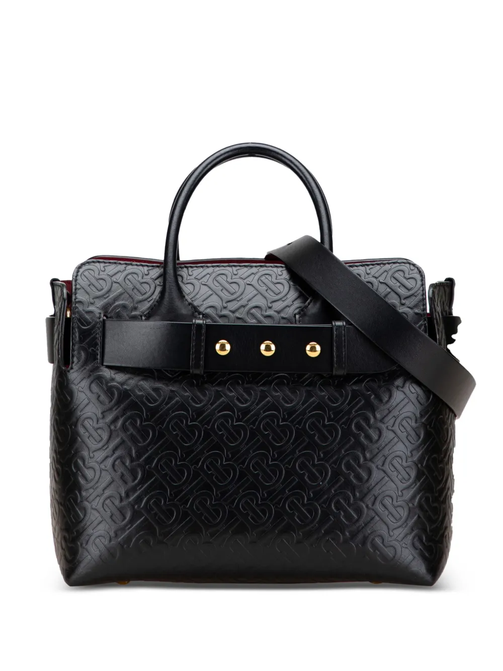 Burberry Pre-Owned 2018-2025 スモール TB モノグラム エンボスレザー ベルトバッグ サッチェル - ブラック