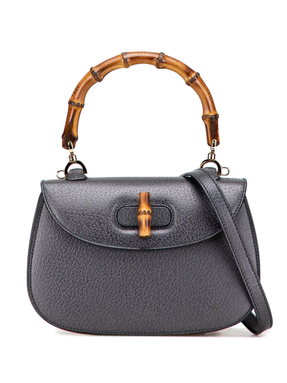 Gucci Pre-Owned 20th Century グレインカーフスキン バンブー ナイト サッチェルバッグ - ブラック Gucci Pre-Owned 20th Century グレインカーフスキン バンブー ナイト サッチェルバッグ - ブラック