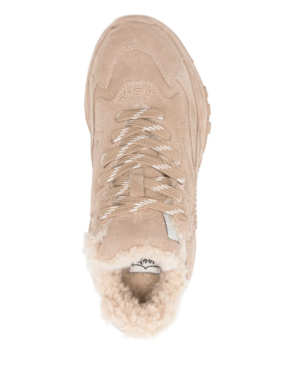 Ash Beige Suede Sneakers With Plush Faux Fur Lining In Neutral