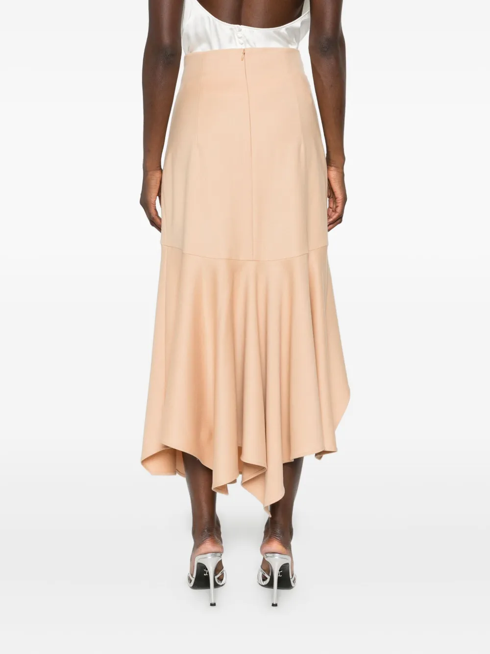Alberta Ferretti Ruffled Midi Skirt In Neutral