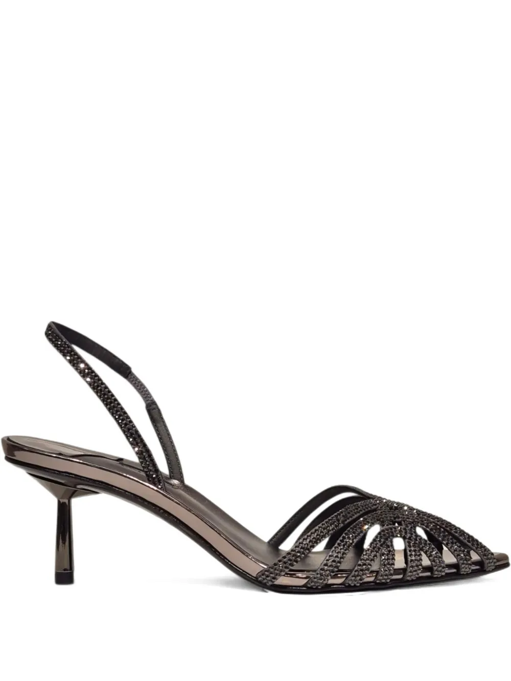 Le Silla Embellished Caged Sandals In Brown