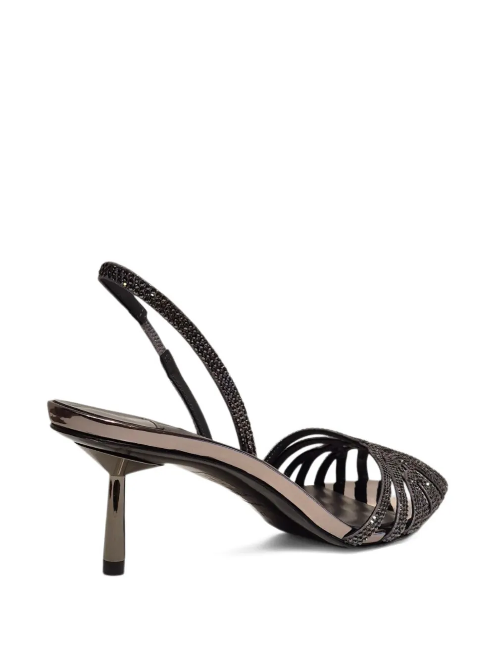 Le Silla Embellished Caged Sandals In Brown