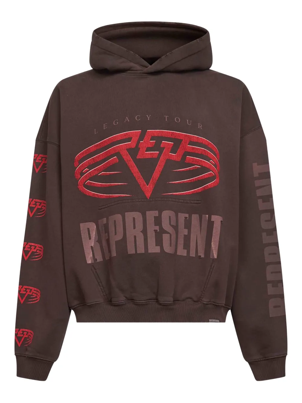 Represent mixed-print kangaroo pocket sweater | Brown | Image 1