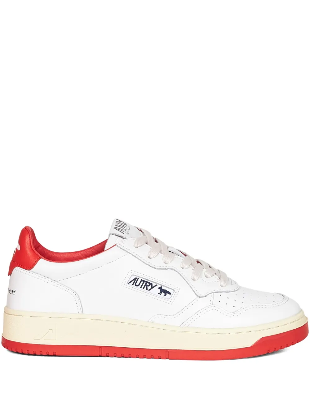 Autry X Maison Kitsune Medalist Low Top Sneakers In White