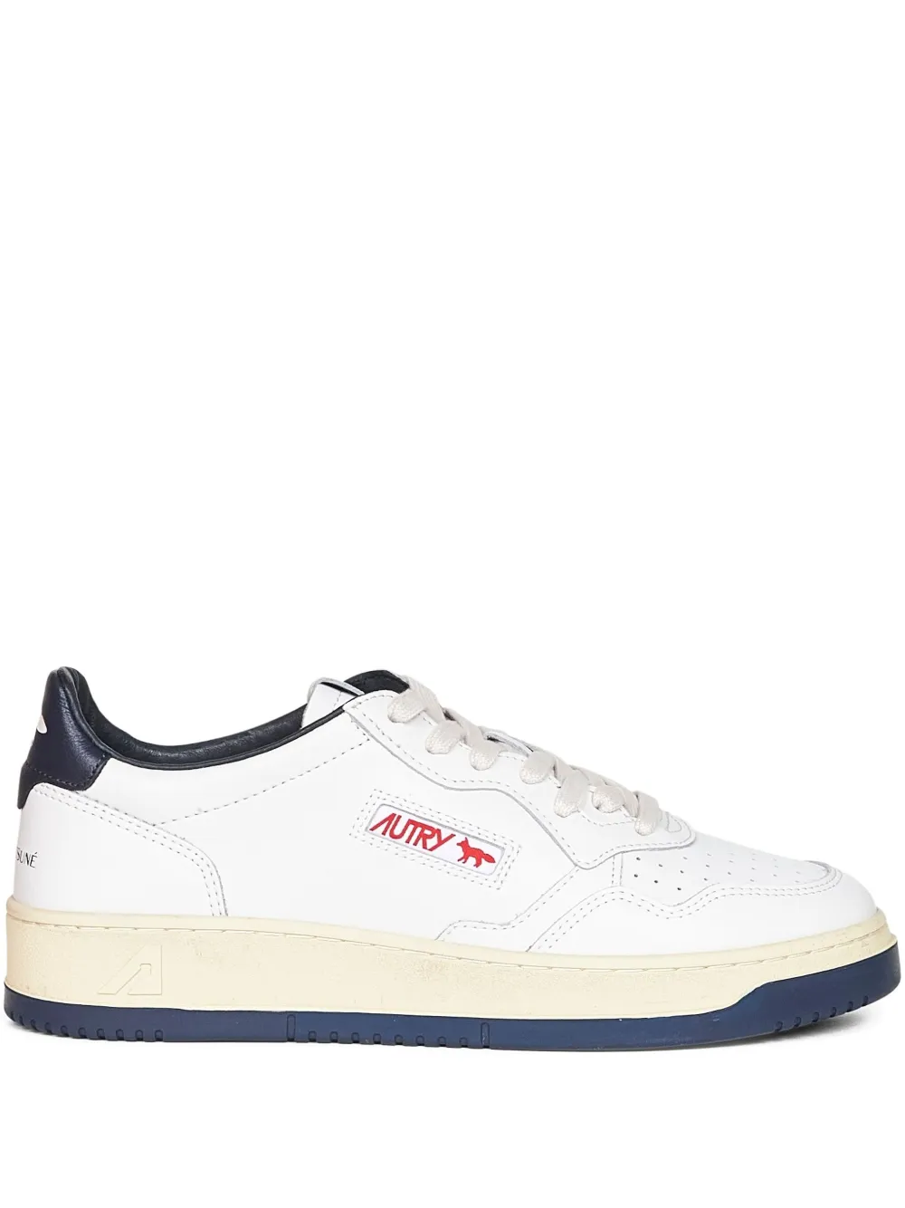 Autry X Maison Kitsune Medalist Low Top Sneakers In White