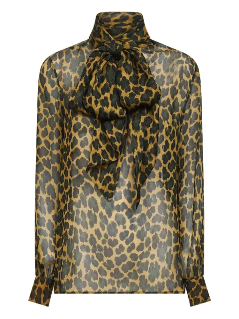 Saint Laurent Lavallière leopard-print blouse