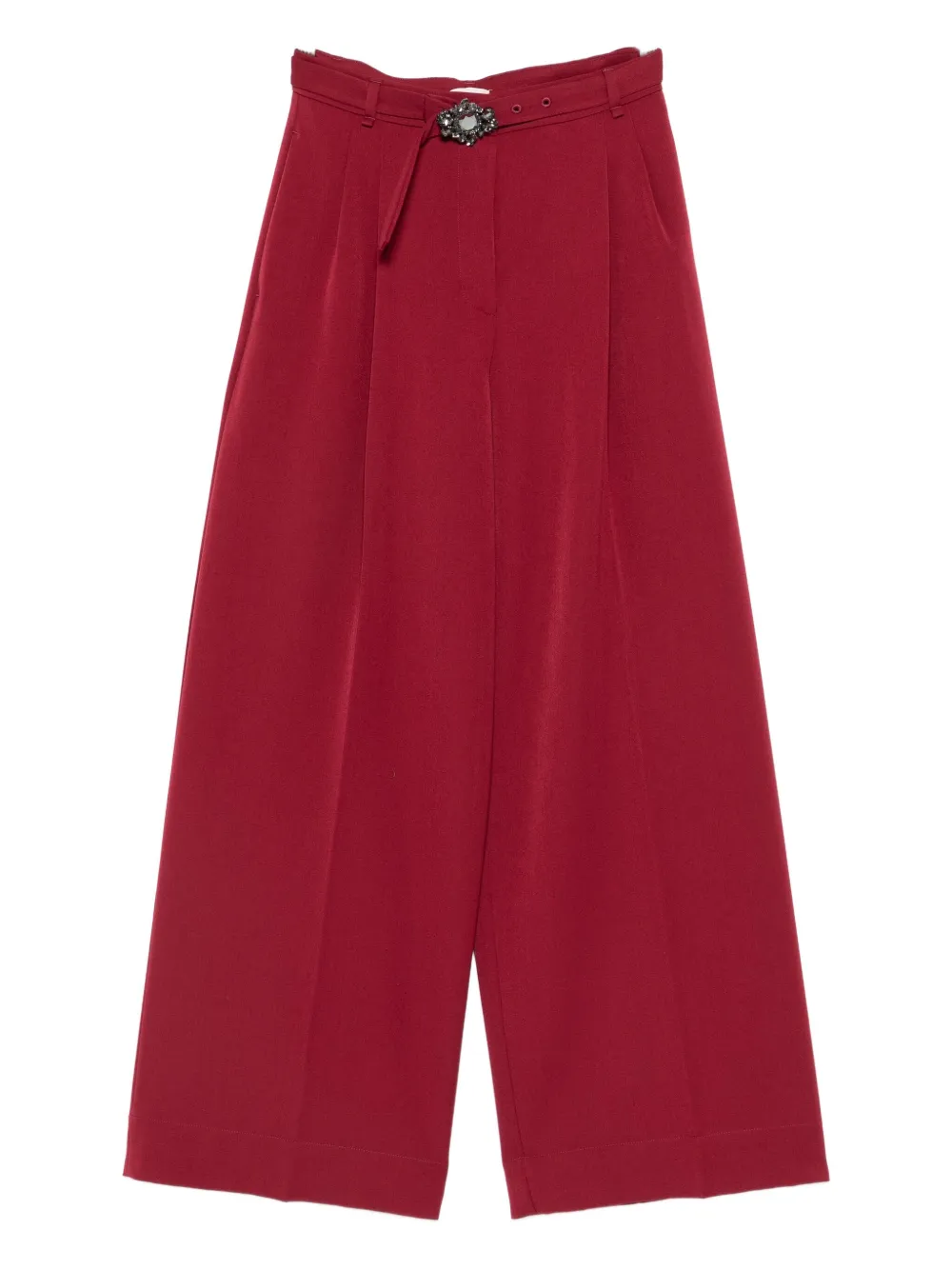 Liu •jo Bordeaux Wide-leg Trousers With Slim Belt In Red