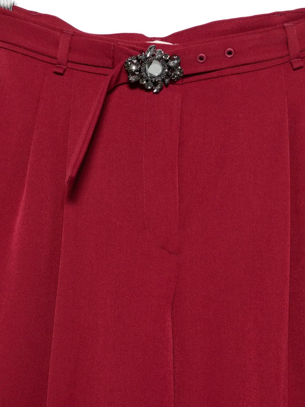 Liu •jo Bordeaux Wide-leg Trousers With Slim Belt In Red