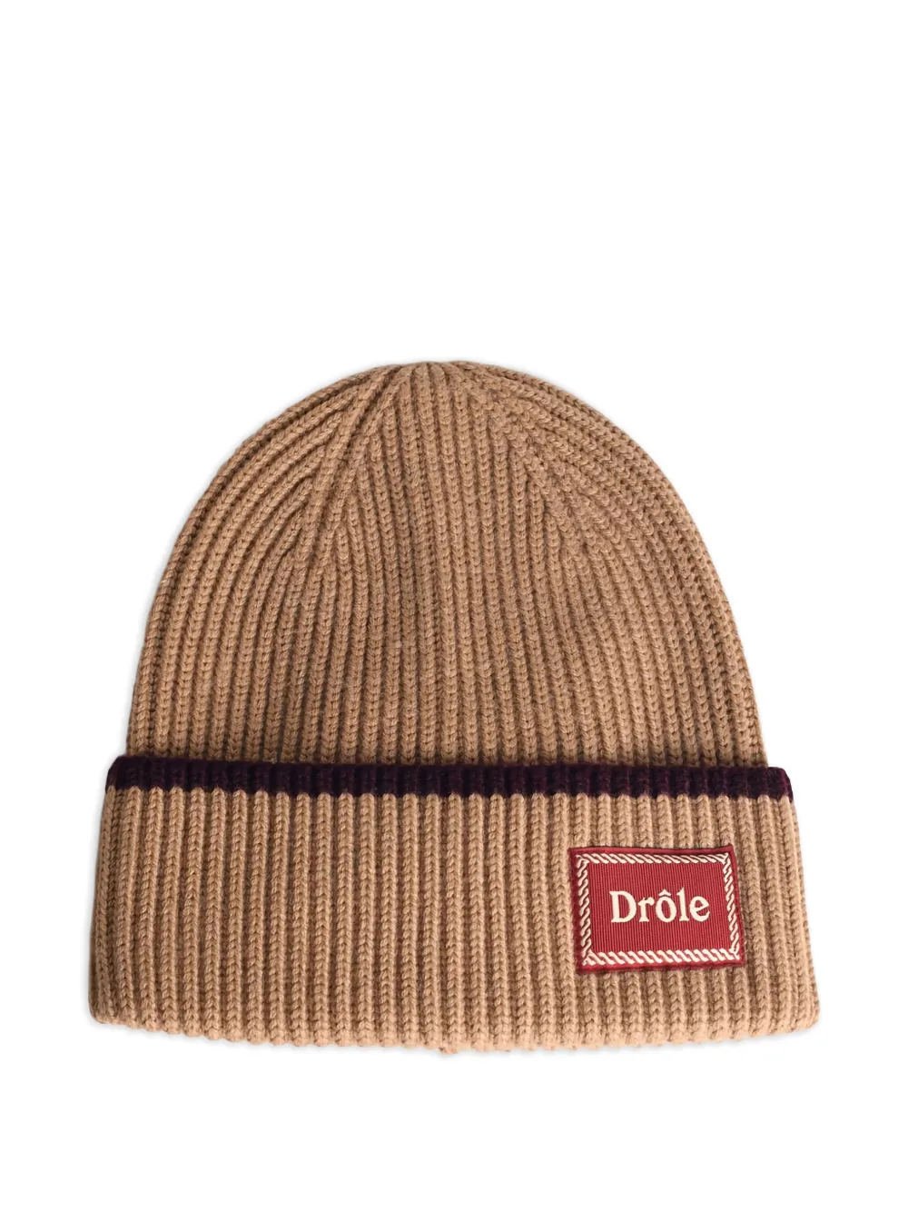 Drôle De Monsieur stripe woven label beanie - Marrone