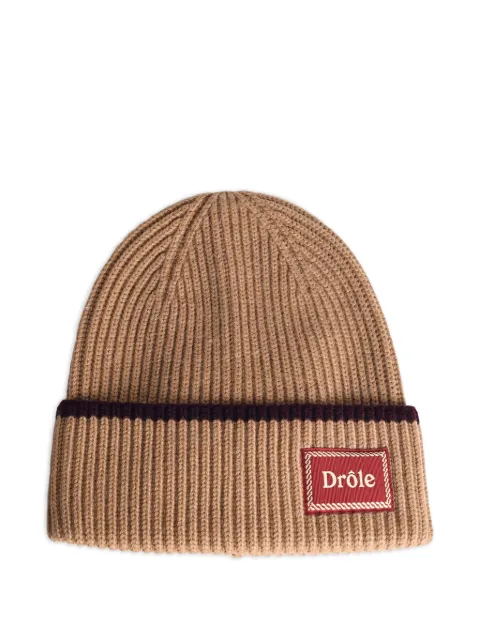 Drôle De Monsieur stripe woven label beanie
