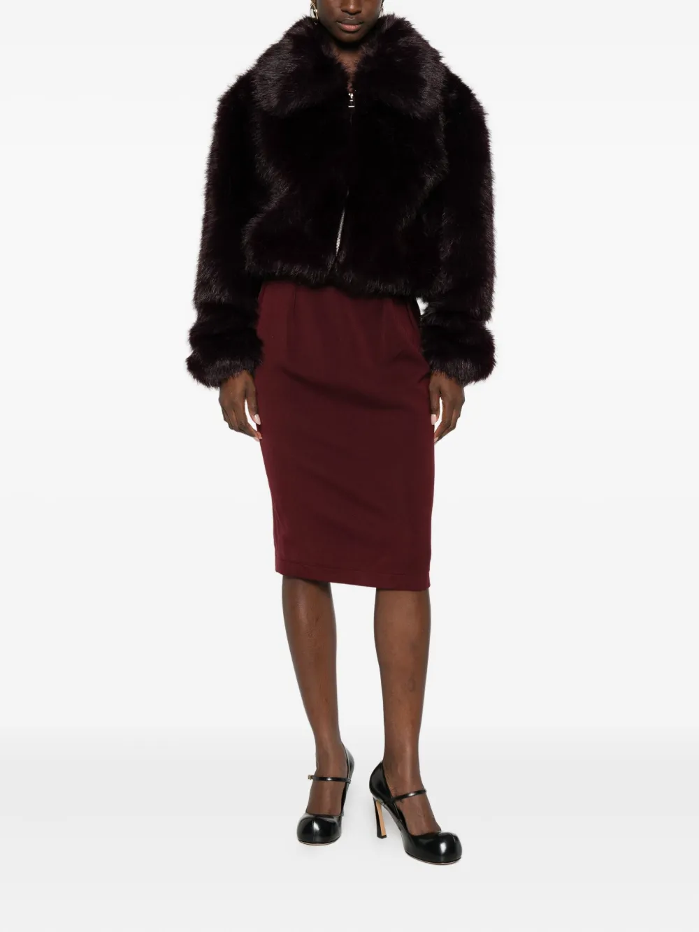 Pre-owned Alaïa 1980s Wool Pencil Skirt In Red
