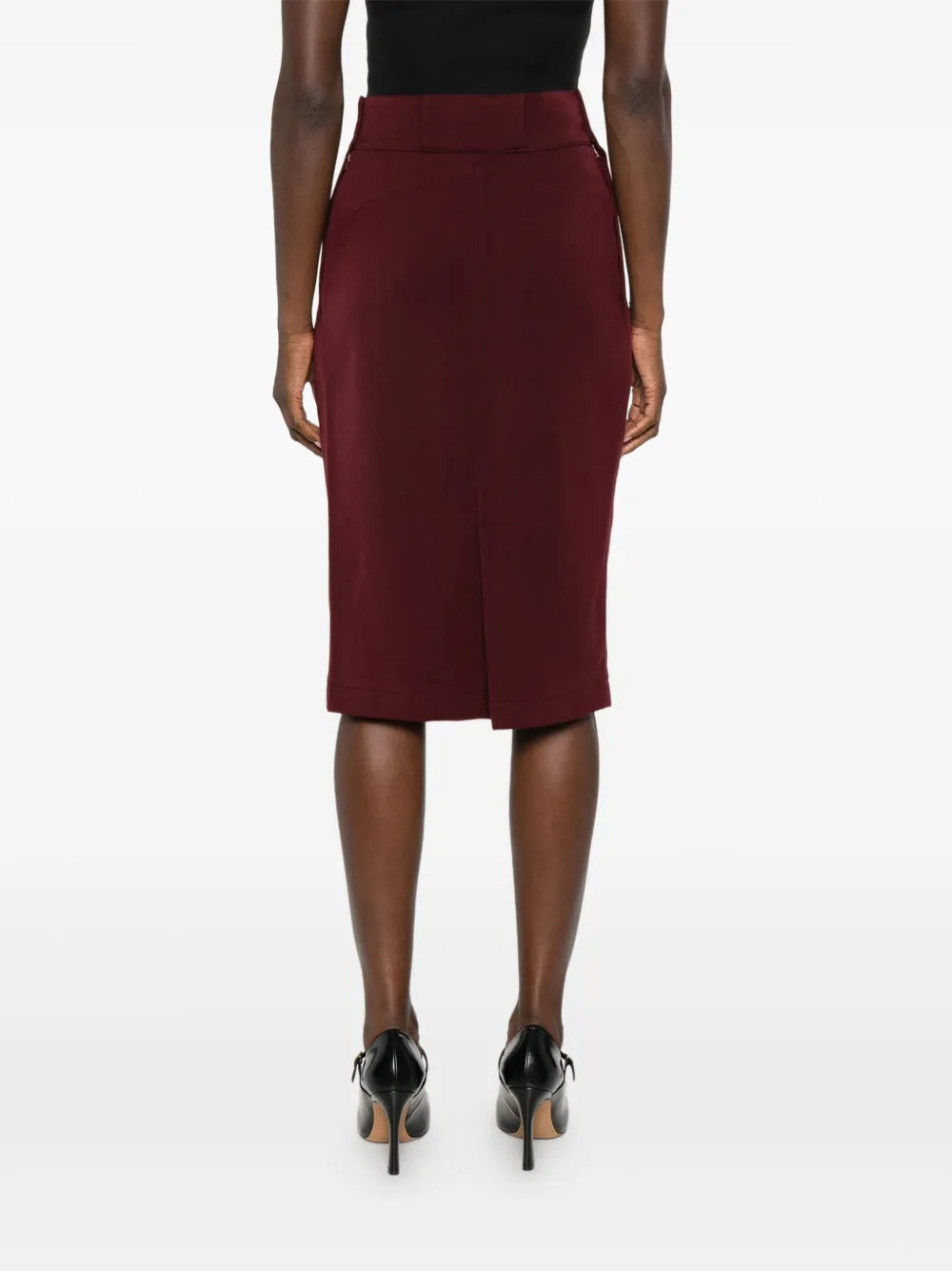 Pre-owned Alaïa 1980s Wool Pencil Skirt In Red