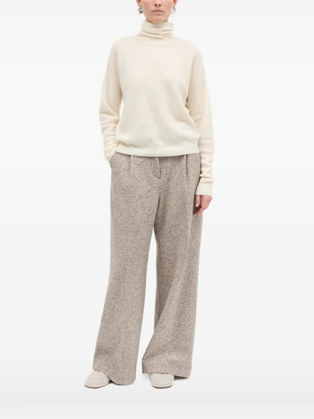 Mark Kenly Domino Tan Krystal Cashmere Roll-neck Sweater In Neutral