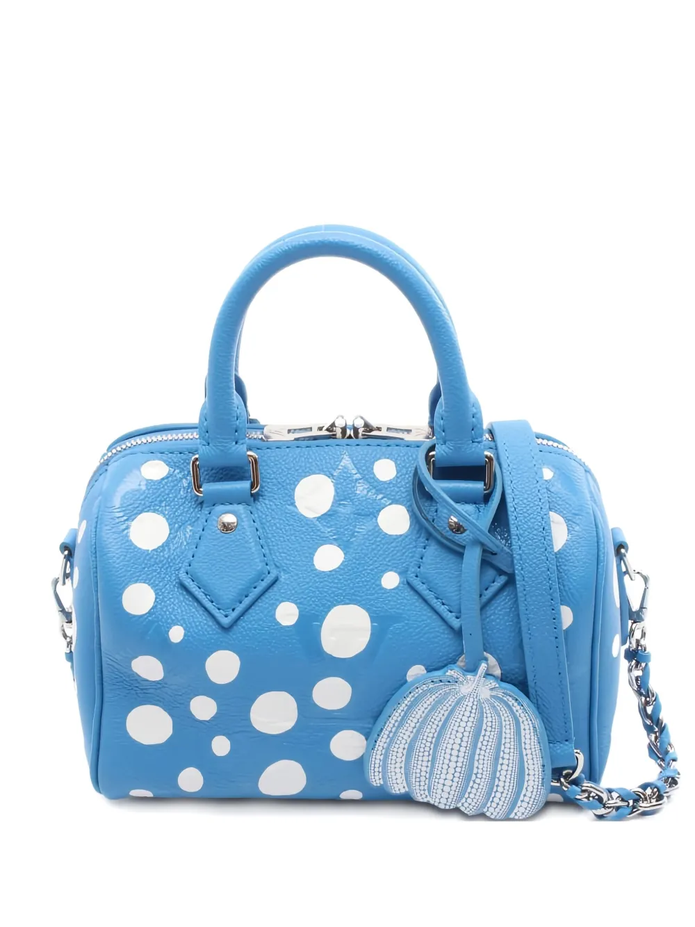 Pre-owned Louis Vuitton 2010 Yayoi Kusama Speedy Bandouliere 20 Infinity Dot Handbag In Blue
