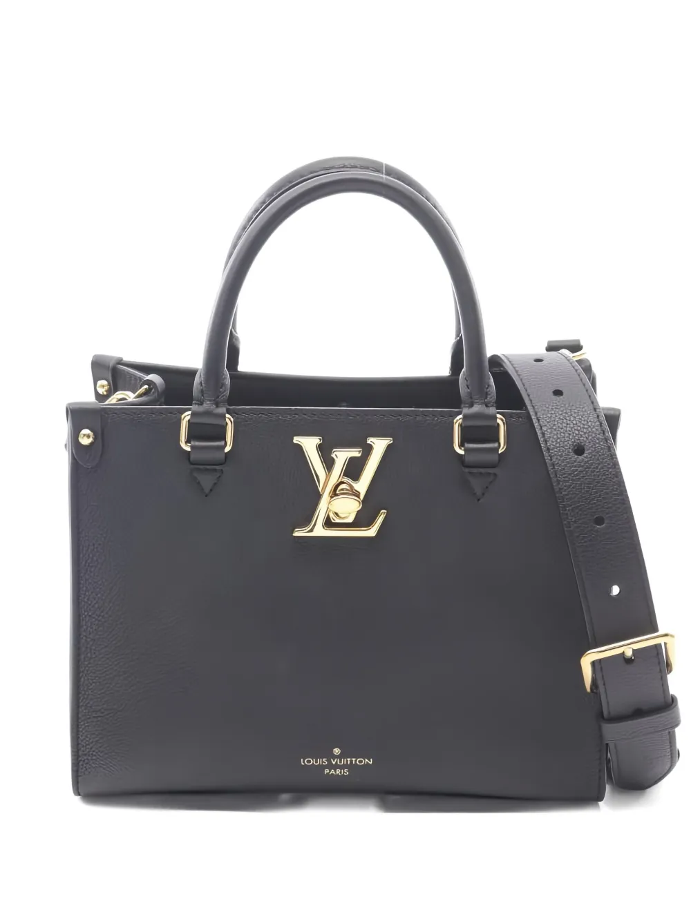 Pre-owned Louis Vuitton 2021s Grained-leather Tote Bag In Black