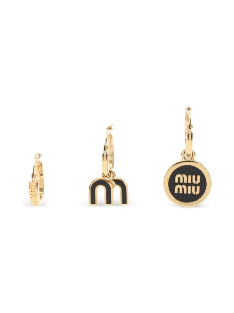Miu Miu Pre-Owned 2020s logo-motif hoop earrings