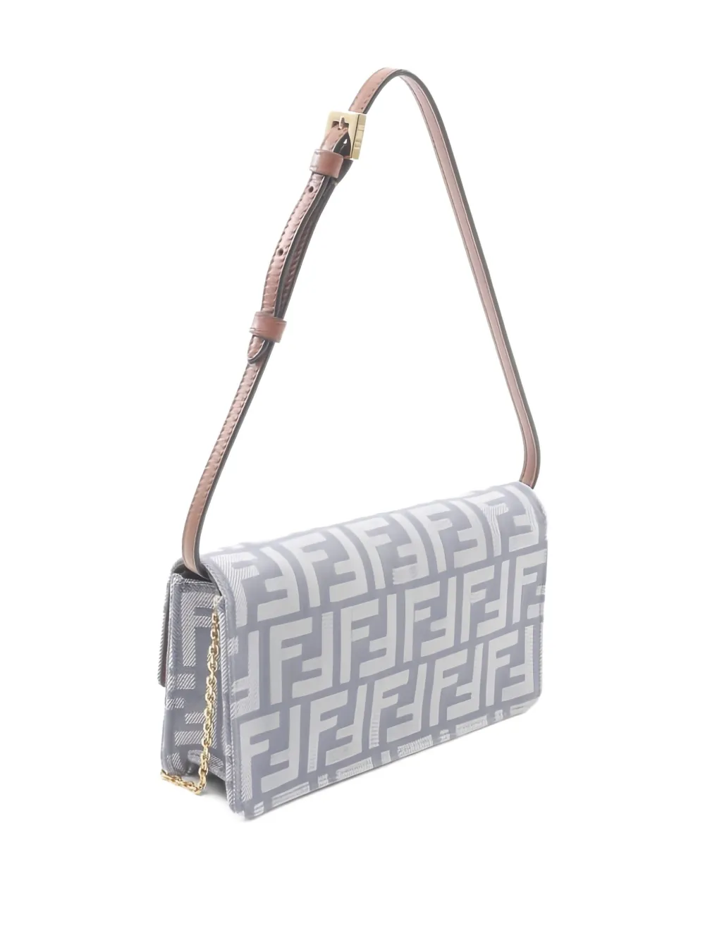 Pre-owned Fendi 2020s Baguette Zucca Clutch Bag In Gray