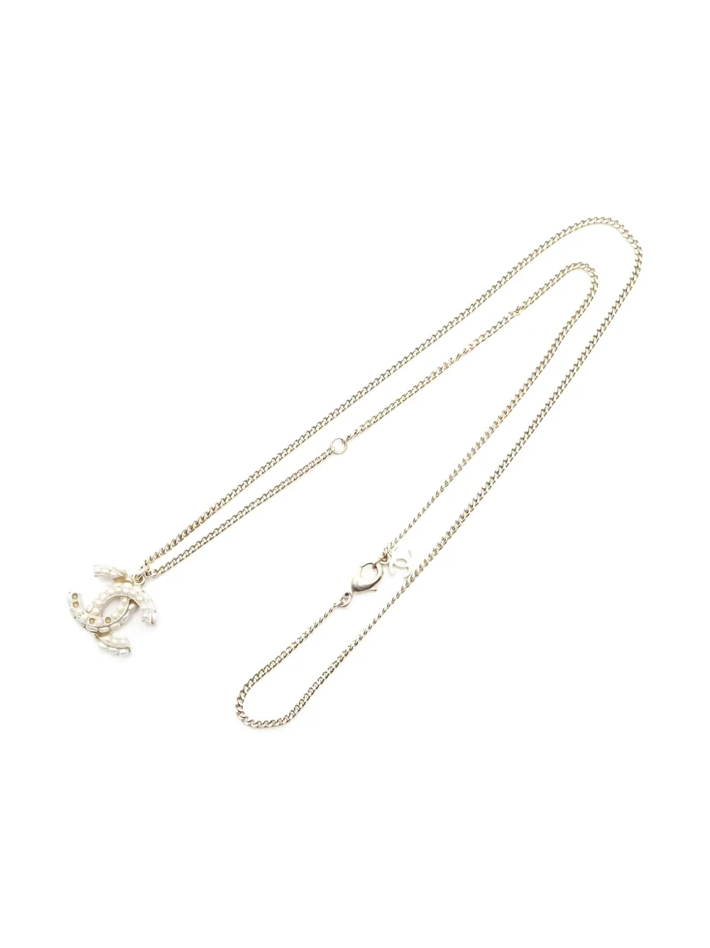 CHANEL Pre-Owned 1986-1988 Coco-mark faux-pearl necklace - Oro