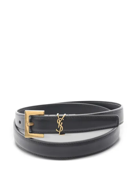 Saint Laurent cinturón Cassandra de piel con monograma 2020