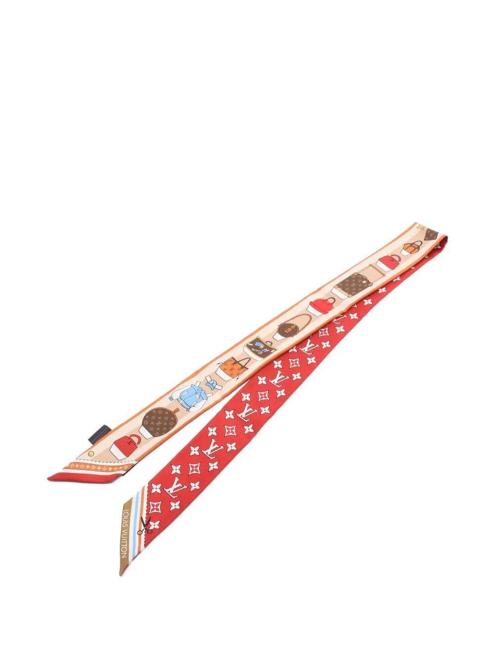 Pre-owned Louis Vuitton Asniere Paperhouse Twilly Scarf In Red