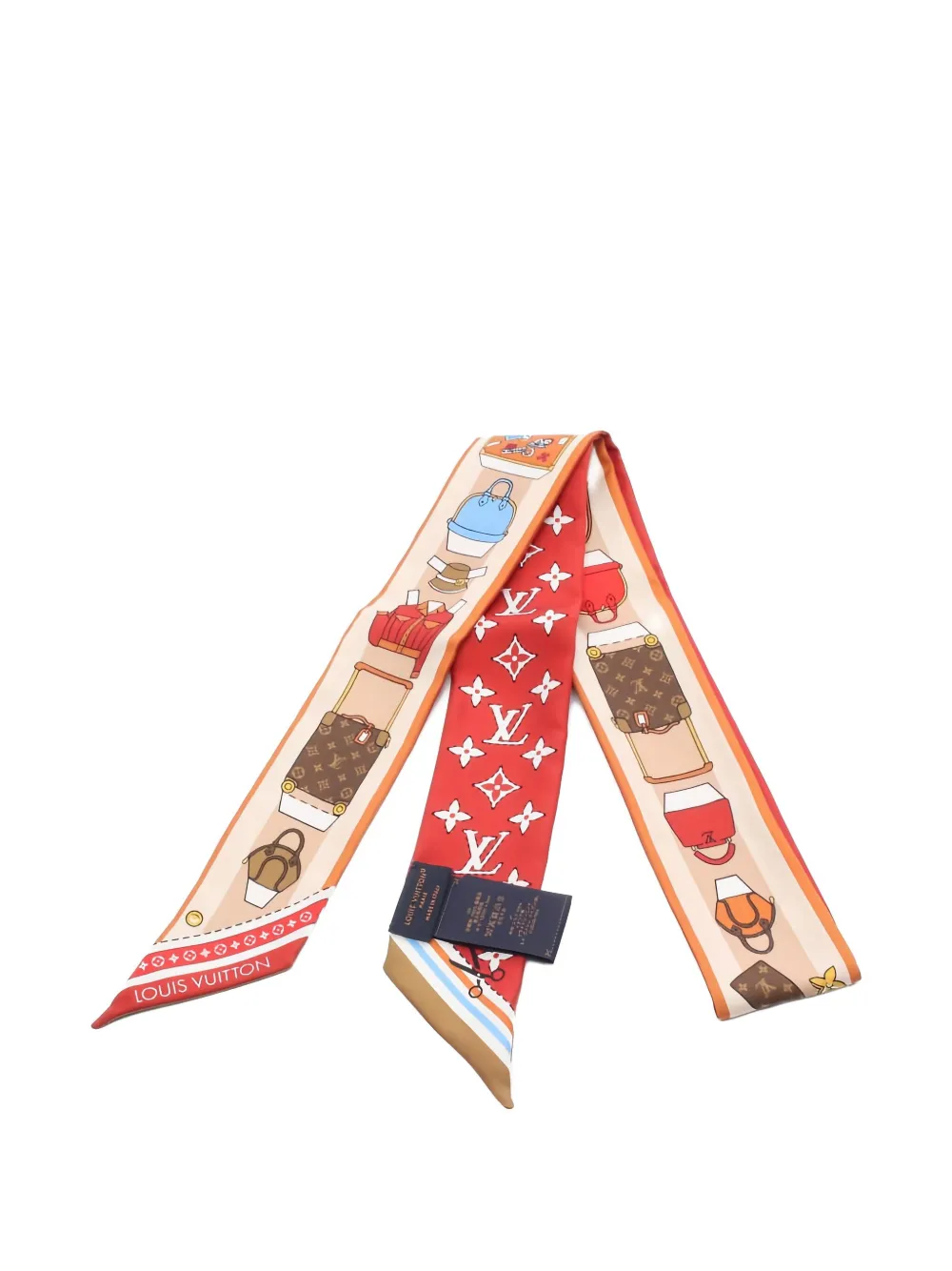 Pre-owned Louis Vuitton Asniere Paperhouse Twilly Scarf In Red